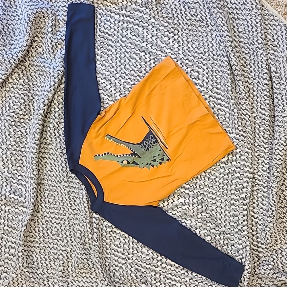 Tea Collection Orange Raglan Crocodile Long Sleeve T-shirt Size 4